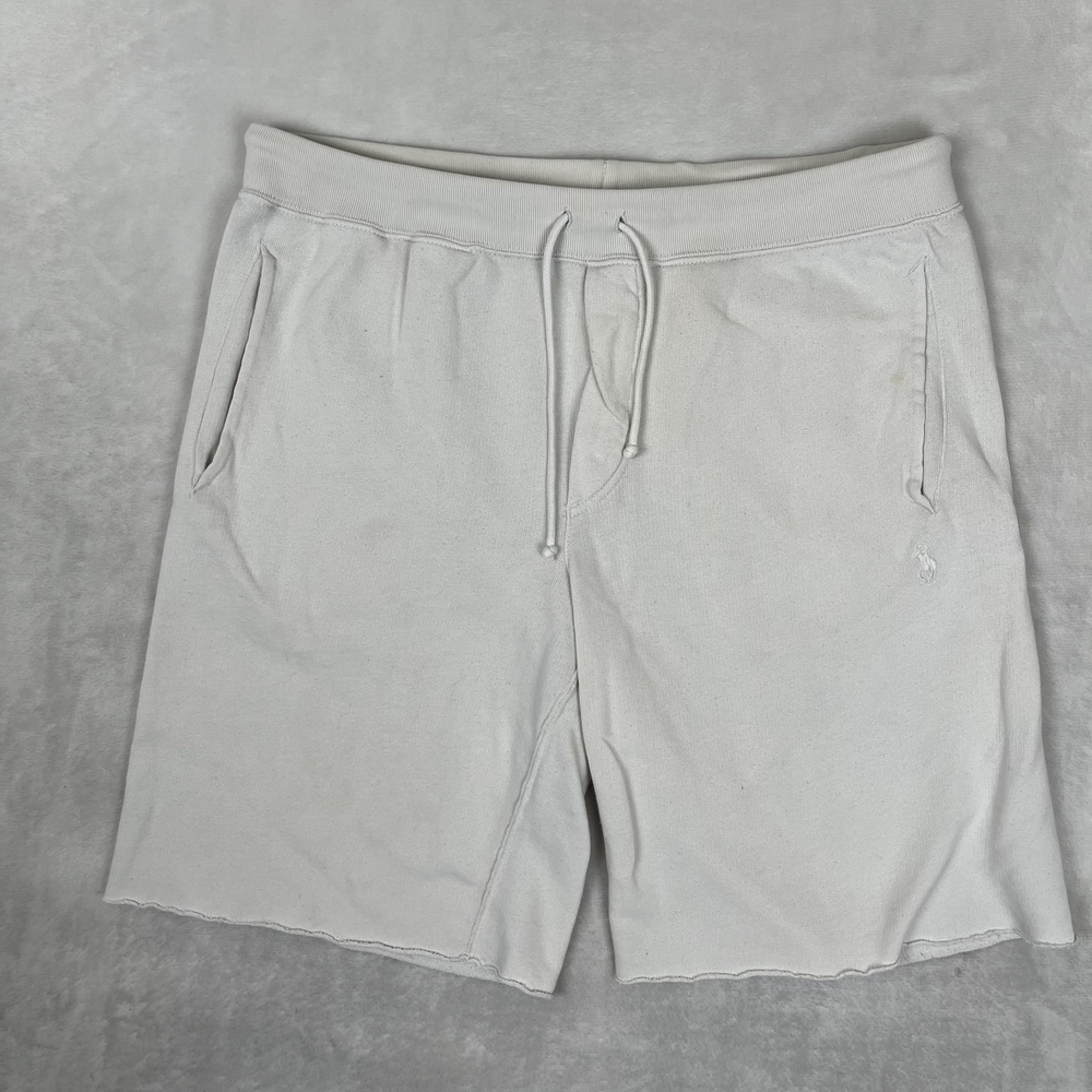 Polo Ralph Lauren Sweat Shorts Mens Small White Logo Drawstring 9 Inseam